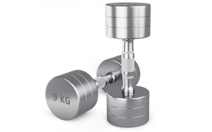 Гантель UNIX Fit PRO круглая хромированная 9 кг, 2 шт.